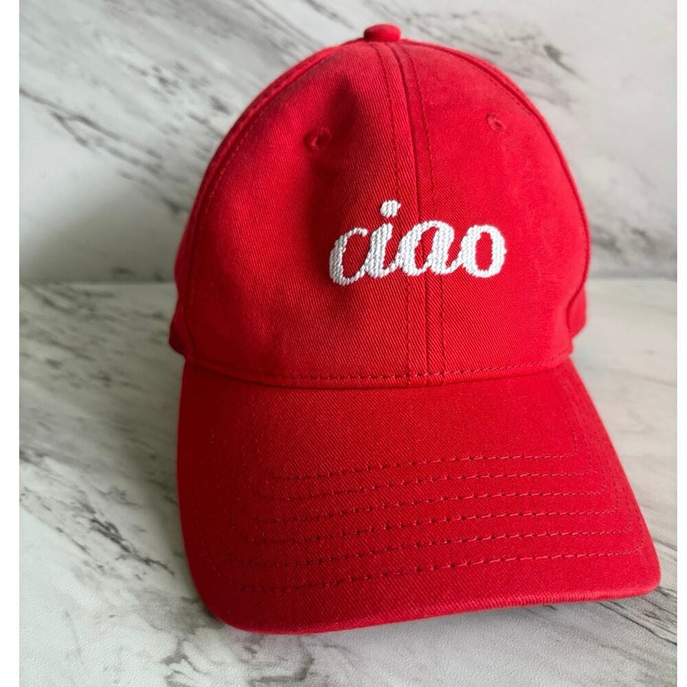 Harding Lane Red Ciao Needlepoint Hat — Ask Me About My Italy Trip, I Dare You